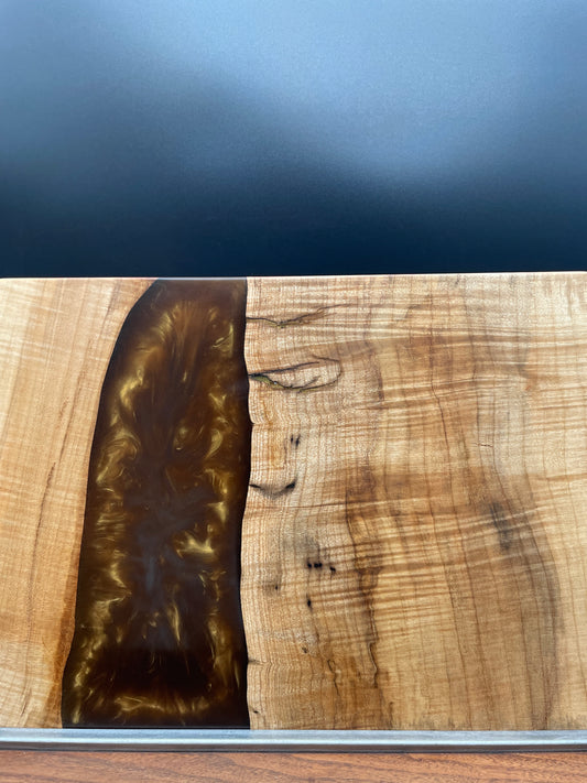 Spalted Maple and Copper Epoxy Resin 12" x 16" Charcuterie Board