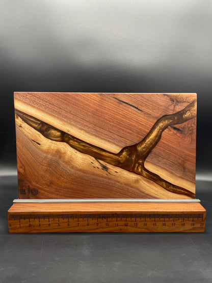 12" x 20" Black Walnut Wood & Espresso Epoxy Resin River Charcuterie Board