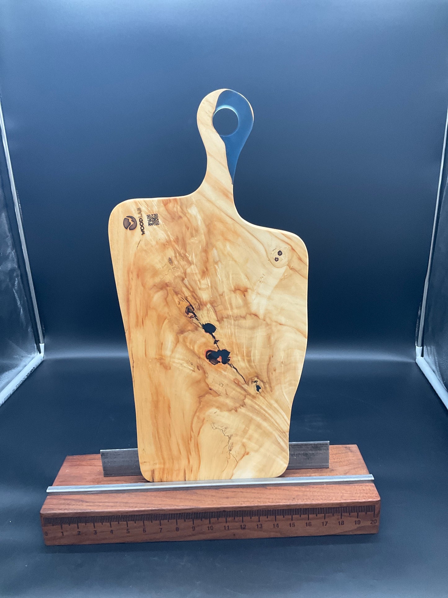 Handled Dark Blue Epoxy River and Maple charcuterie board