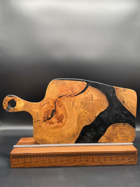Handled Black Epoxy and Black Walnut Charcuterie Board