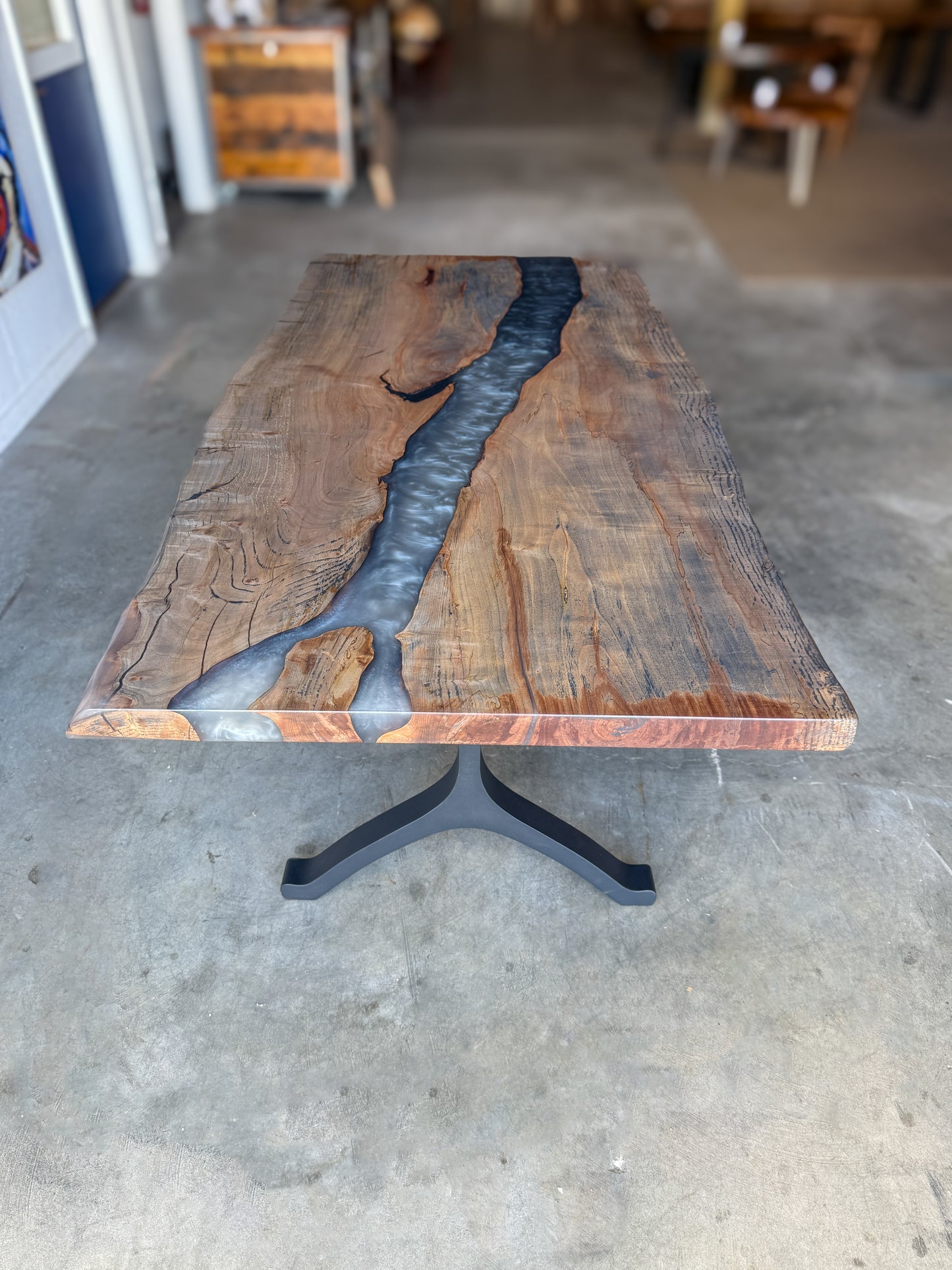 Live Edge Spalted Maple Multi-Grey Dining Table