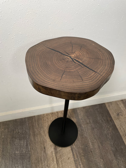 Solid Locust Cookie Cocktail Table w/ Black Resin