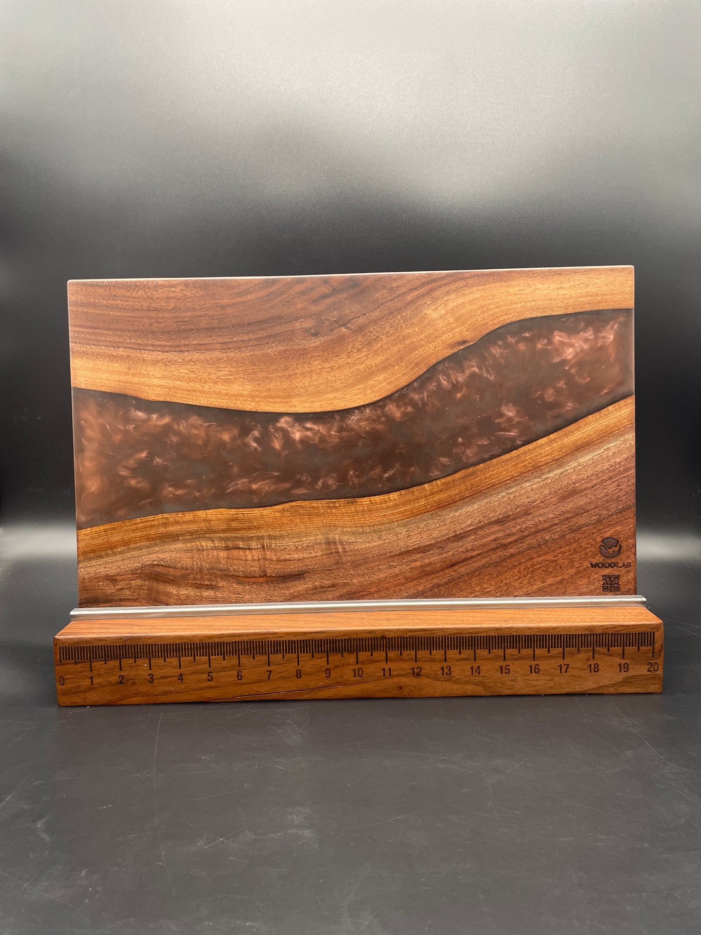 12" x 20" Black Walnut Wood & Wine Epoxy Resin River Charcuterie Board