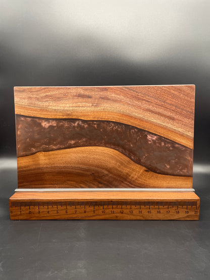 12" x 20" Black Walnut Wood & Wine Epoxy Resin River Charcuterie Board