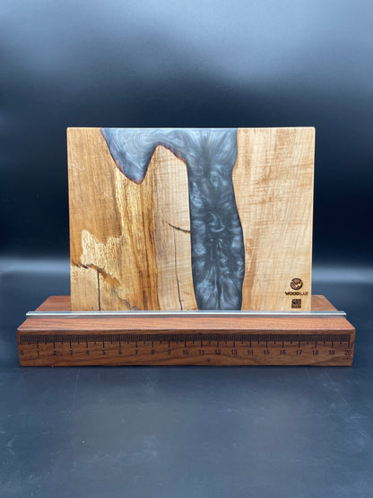 Spalted Maple and Dolphin Grey Epoxy Resin 12" x 16" Charcuterie Board