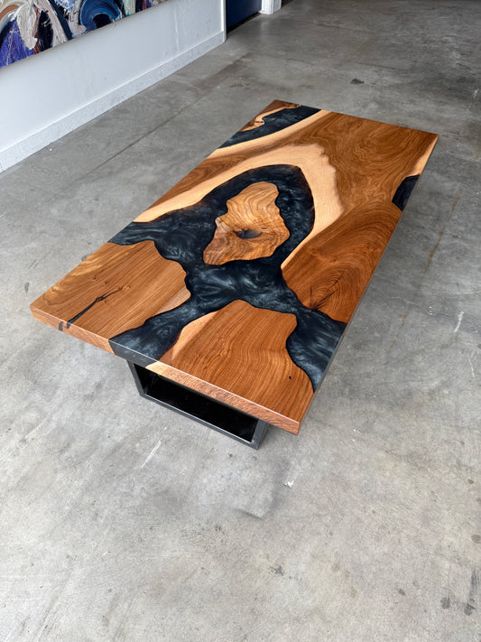 American Elm Platinum Epoxy Resin Coffee Table
