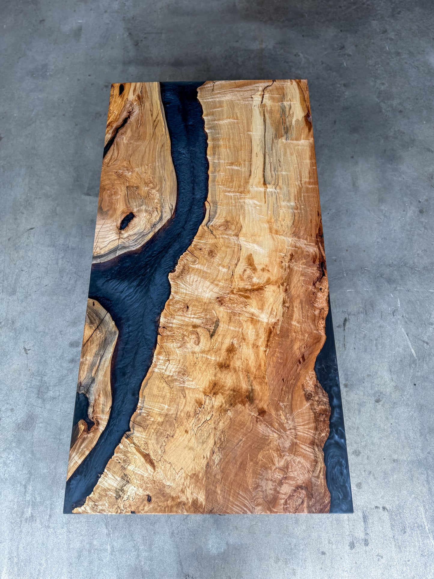 Spalted Maple Caviar Epoxy River Coffee Table