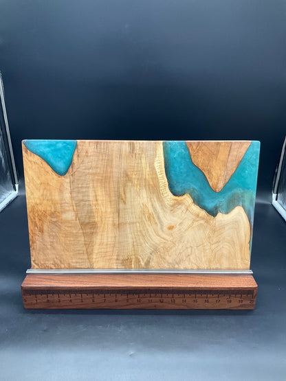 12" x 20" Maple & Turquoise Epoxy Resin River CB