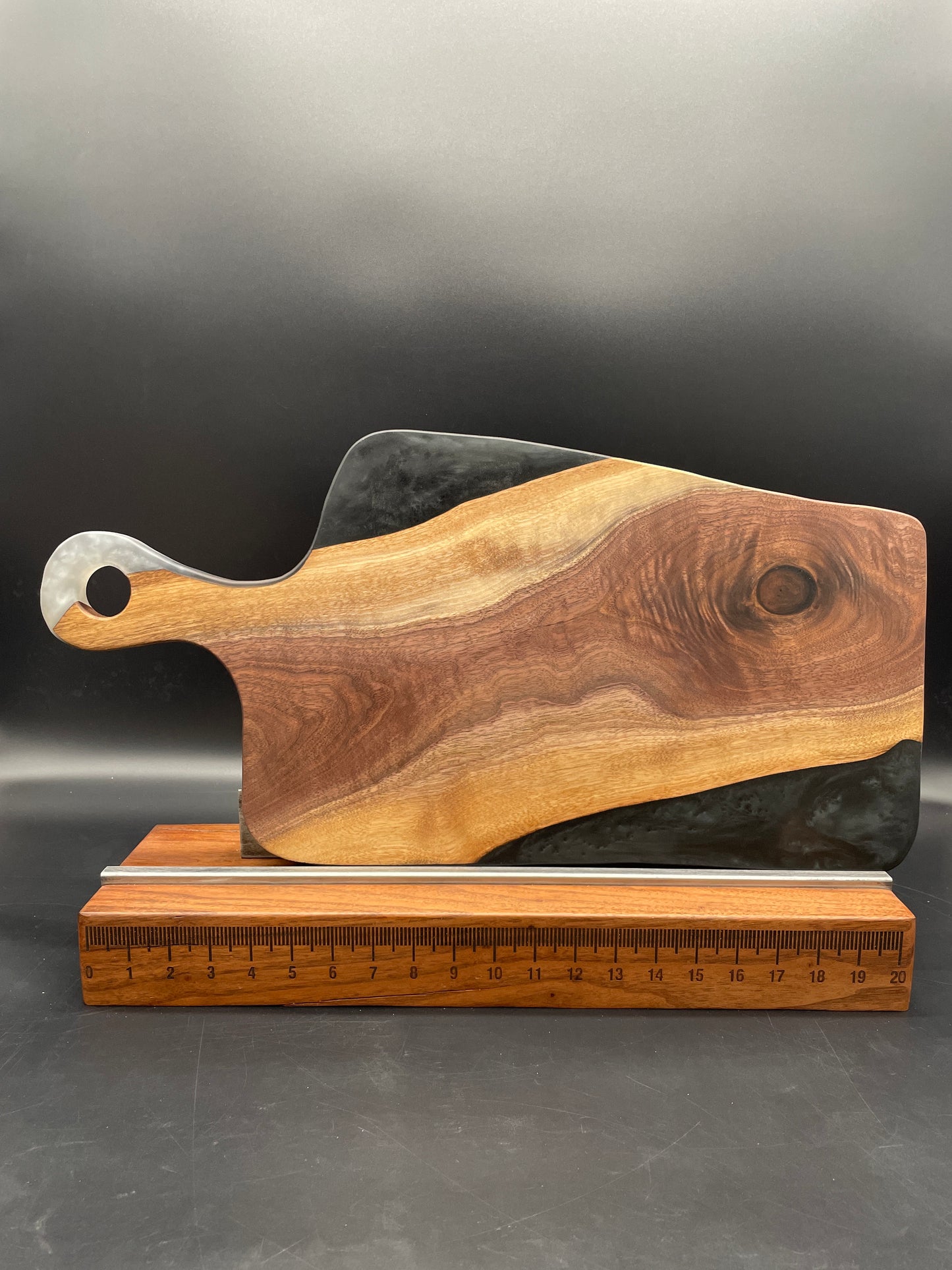Handled Black Epoxy and Black Walnut Charcuterie Board