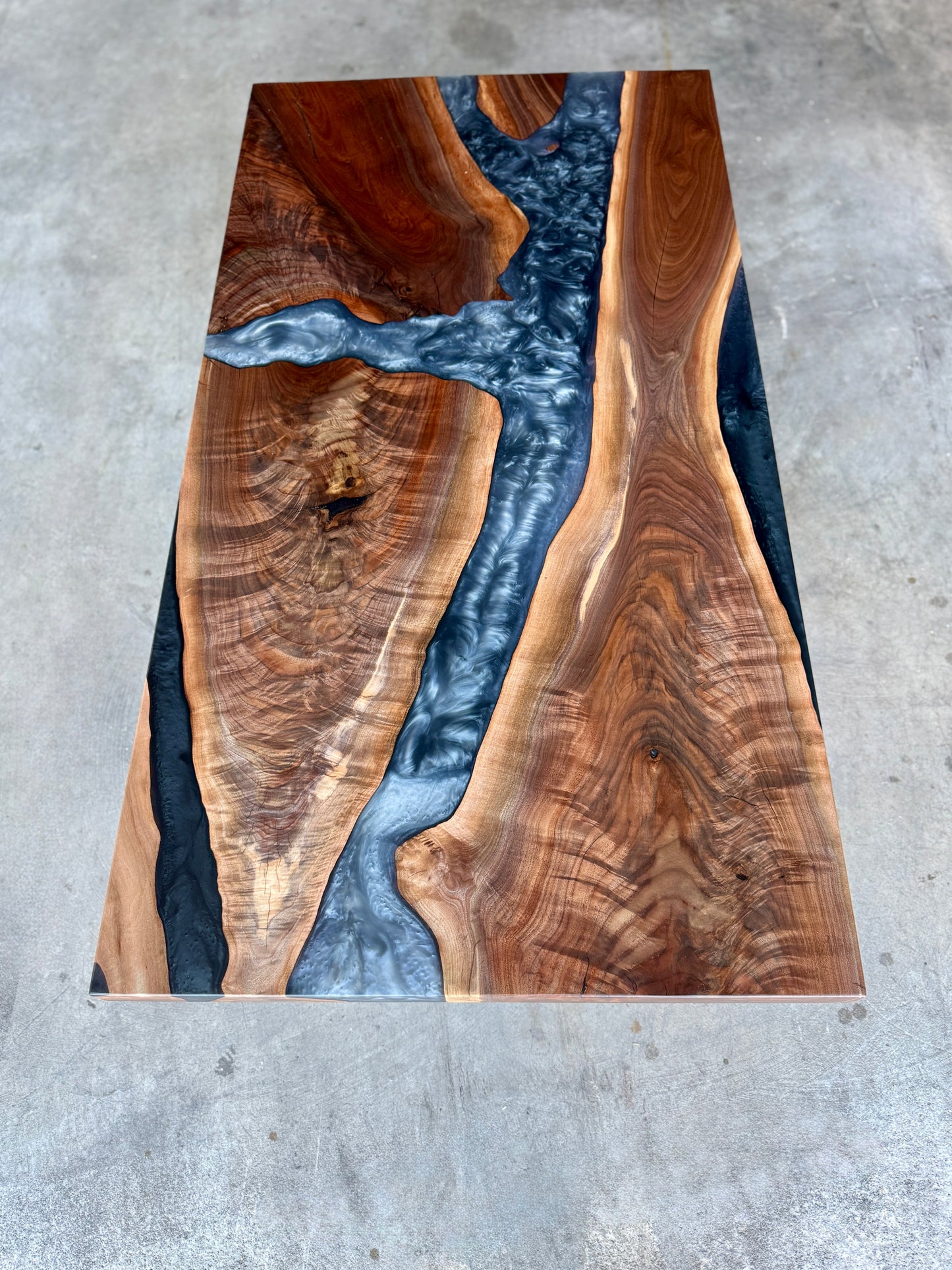 Black Walnut Platinum and Caviar Epoxy Resin Coffee Table