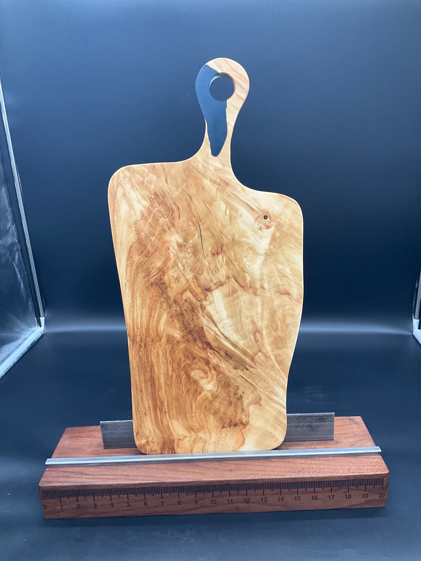 Handled Dark Blue Epoxy River and Maple charcuterie board