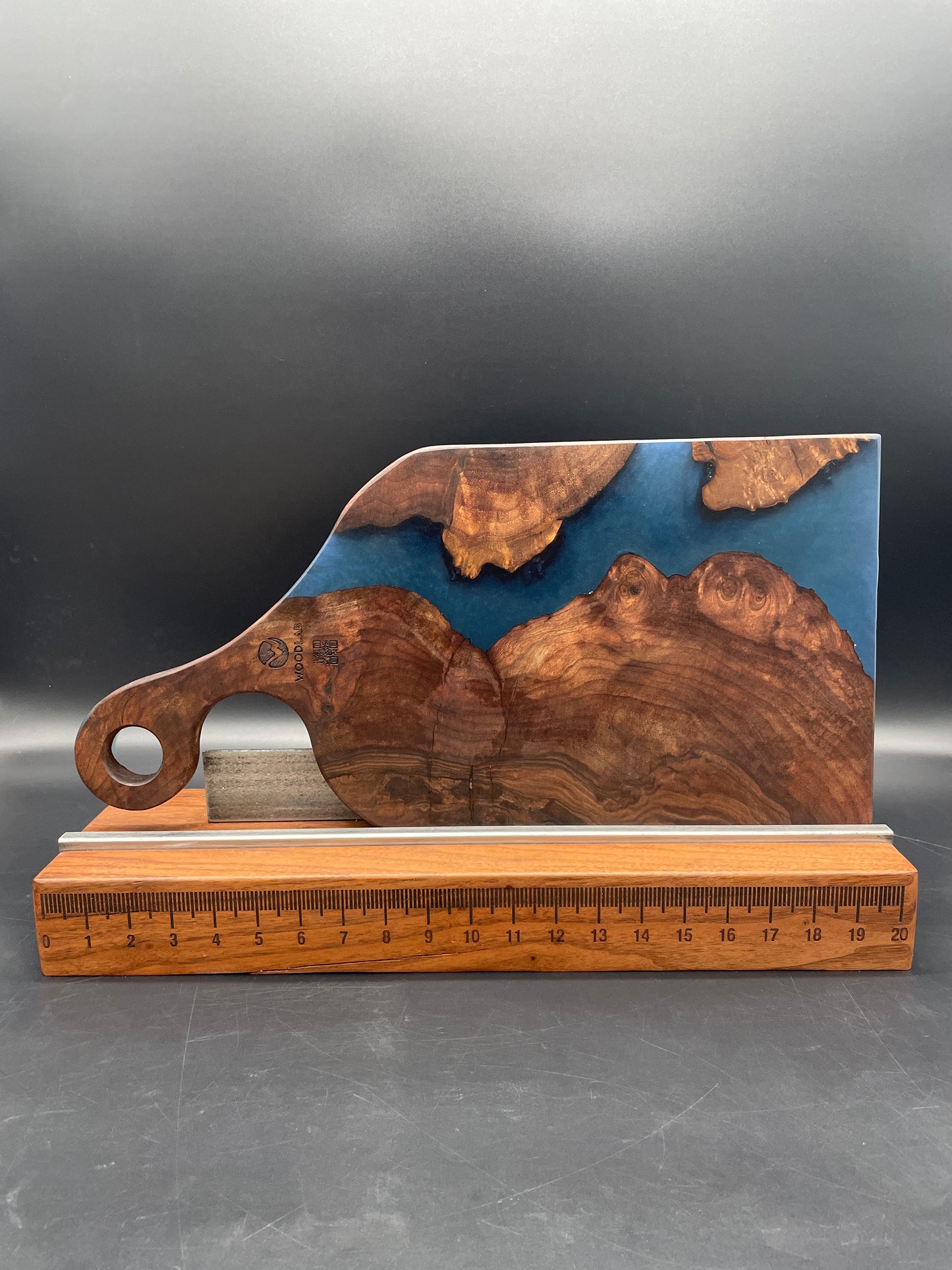 Handled Blue Epoxy and Black Walnut Charcuterie Board