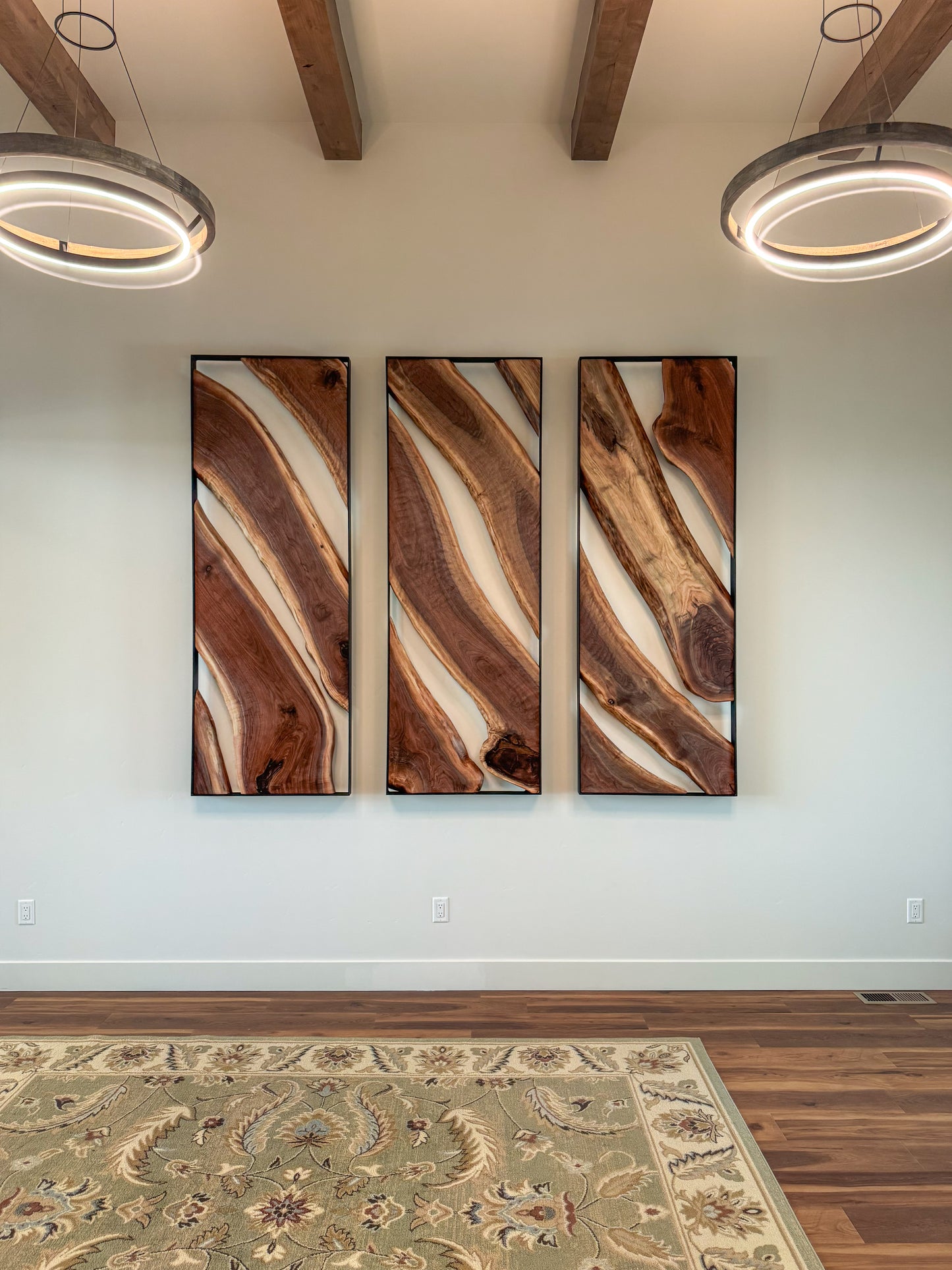 Live-Edge Walnut Triptych Wall Art Sculpture