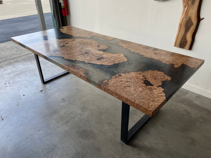 Encased Maple Burl Art Dining Table