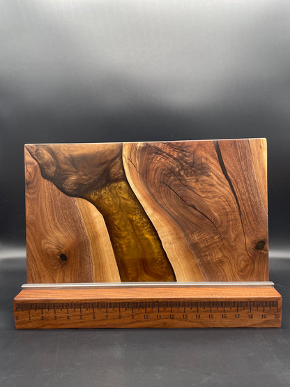 12" x 20" Black Walnut Wood & Copper Blend Epoxy Resin River Charcuterie Board
