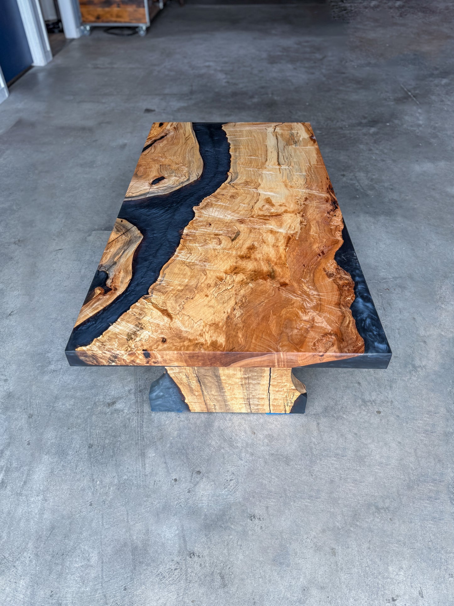 Spalted Maple Caviar Epoxy River Coffee Table