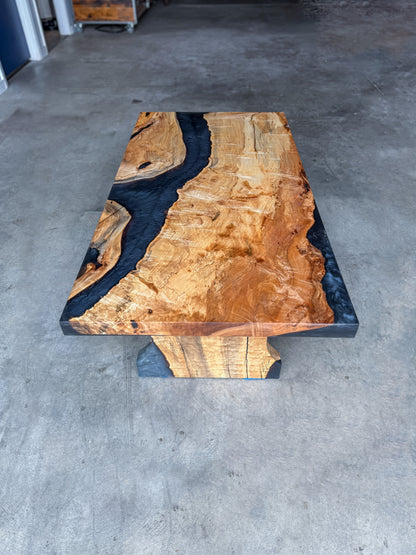 Spalted Maple Caviar Epoxy River Coffee Table