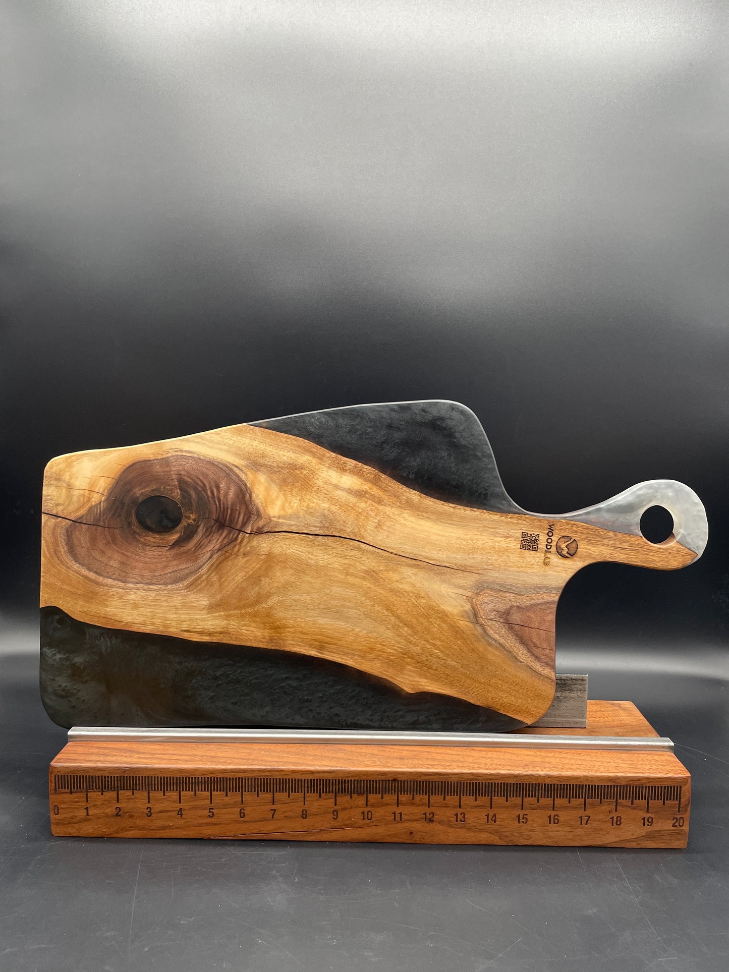 Handled Black Epoxy and Black Walnut Charcuterie Board