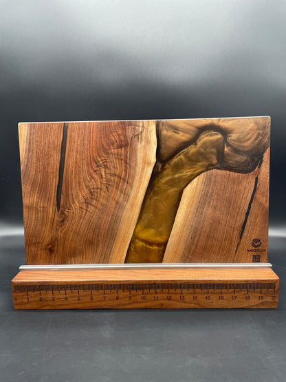 12" x 20" Black Walnut Wood & Espresso Epoxy Resin River Charcuterie Board
