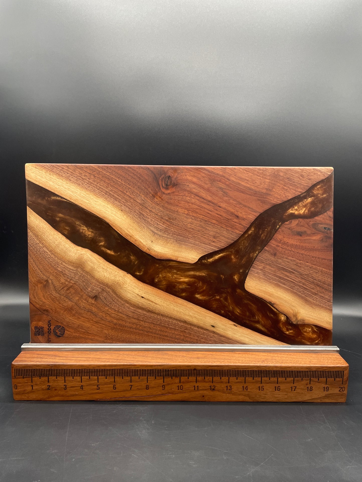 12" x 20" Black Walnut Wood & Espresso Epoxy Resin River Charcuterie Board