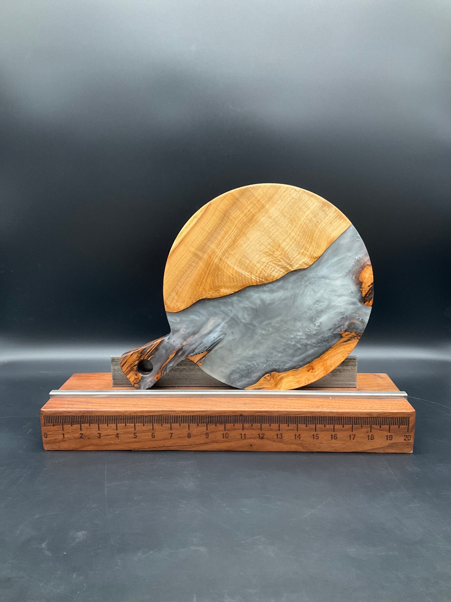 12" Round Handled Spalted Maple Hardwood Charcuterie Board
