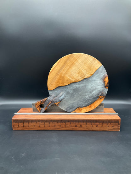 12" Round Handled Spalted Maple Hardwood Charcuterie Board