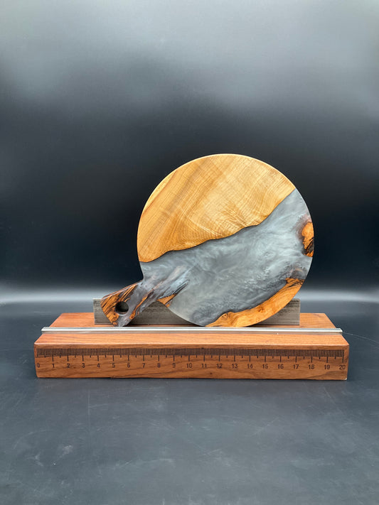 12" Round Handled Spalted Maple Hardwood Charcuterie Board