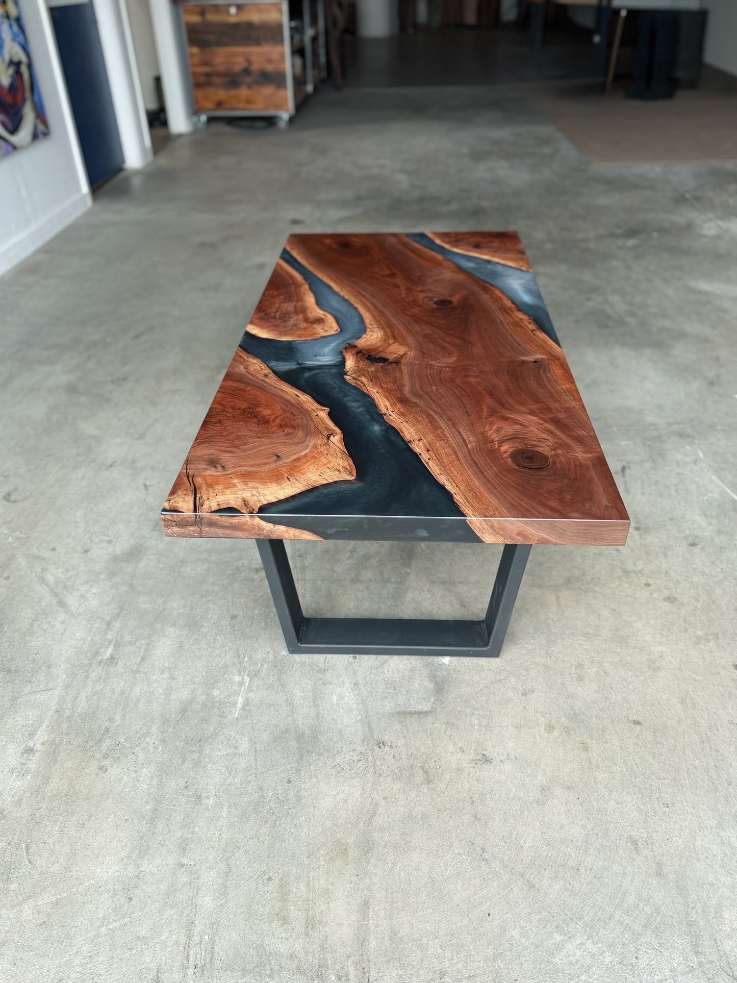 Black Walnut and Multi-Grey Resin River Coffee Table