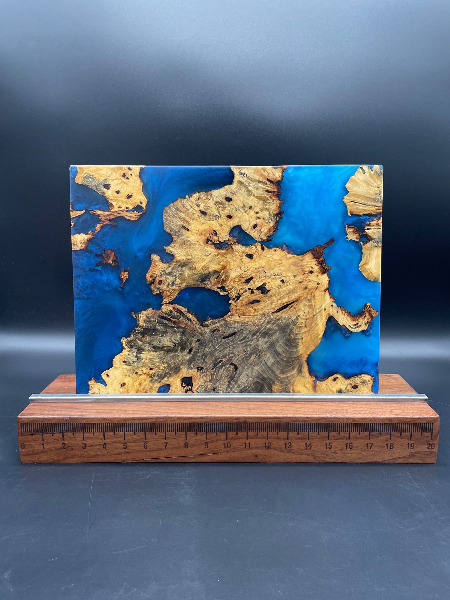 12" x 16" Exotic Wood & Multi-Blue Epoxy Resin Charcuterie Board