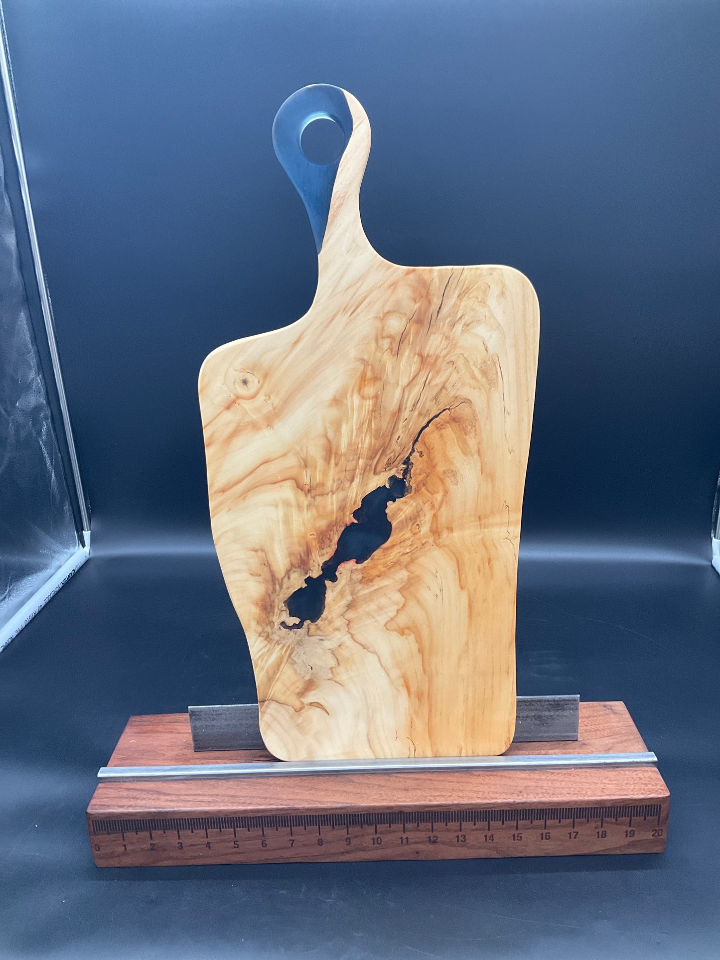 Handled Dark Blue Epoxy River and Maple charcuterie board