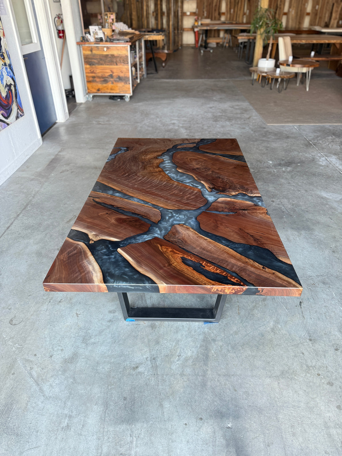 Black walnut and multi-grey epoxy river coffee table