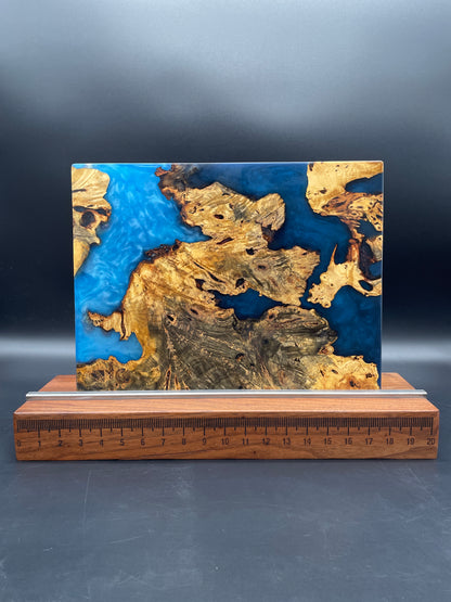 12" x 16" Exotic Wood & Multi-Blue Epoxy Resin Charcuterie Board