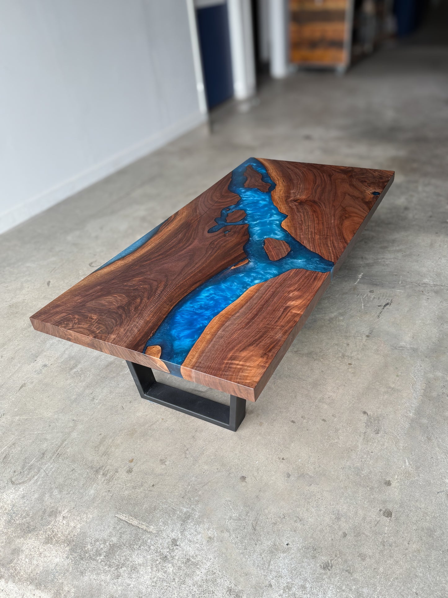 Black Walnut Multi-Blue Epoxy Resin Coffee Table