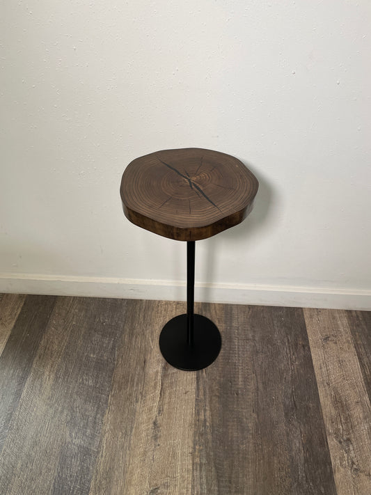 Solid Locust Cookie Cocktail Table w/ Black Resin