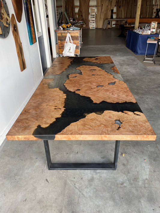 Encased Maple Burl Art Dining Table