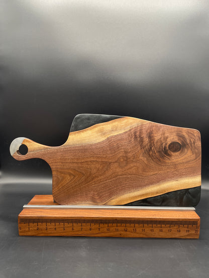 Handled Black Epoxy and Black Walnut Charcuterie Board