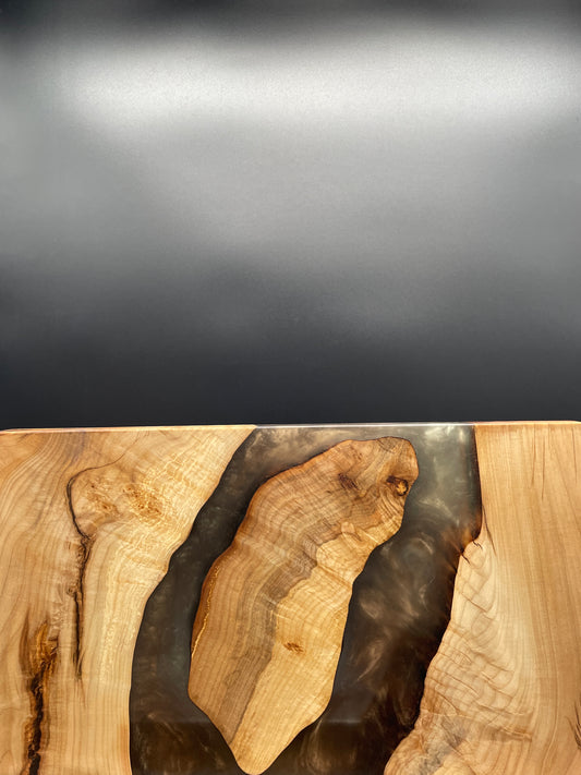 12" x 20" Maple Wood & Copper Blend Epoxy Resin River Charcuterie Board