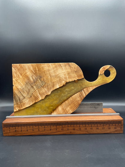 Handled Gold Epoxy and Spalted Maple Charcuterie Board