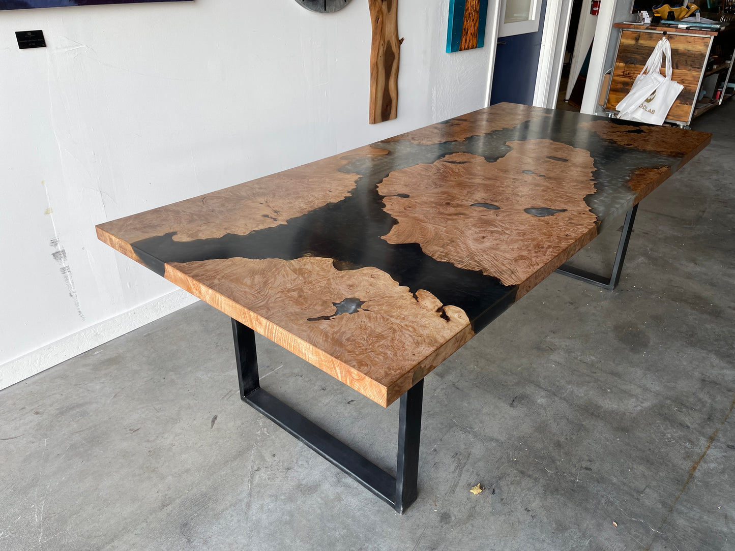 Encased Maple Burl Art Dining Table