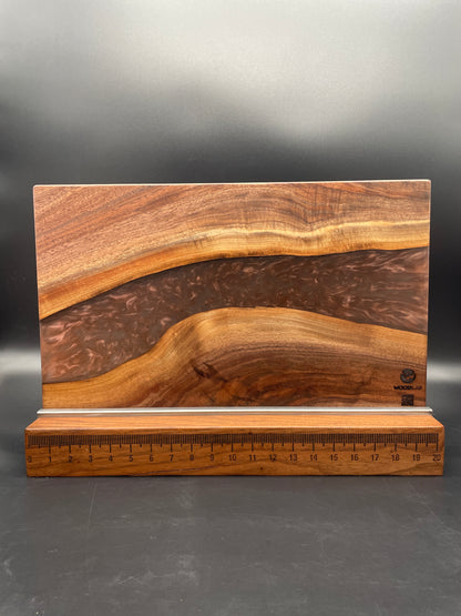 12" x 20" Black Walnut Wood & Wine Epoxy Resin River Charcuterie Board