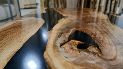 Black Walnut Coffee Table with Solid Black Epoxy