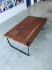 Walnut Coffee Table with Black Metal Base