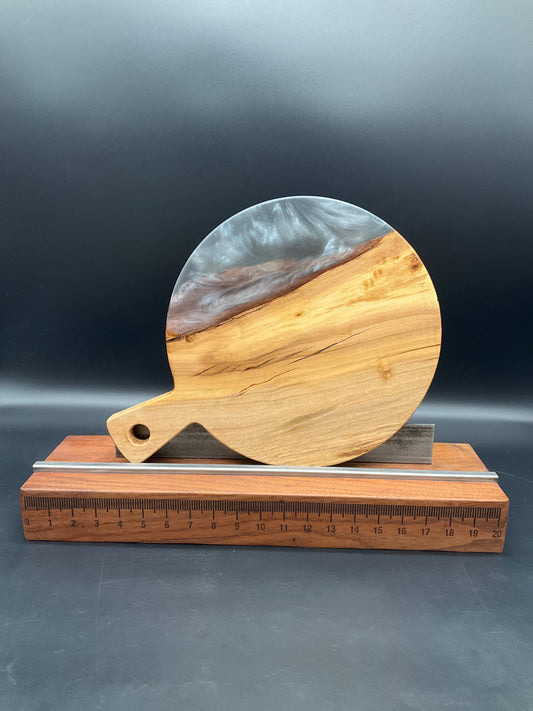 12" Round Handled Spalted Maple Hardwood Charcuterie Board