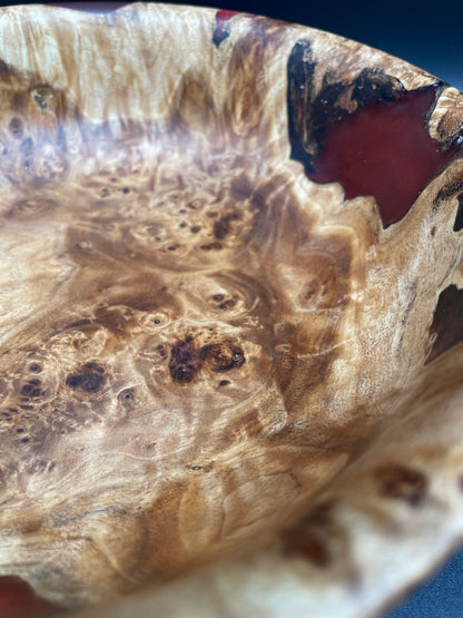 California Cottonwood Bowl with Red Epoxy