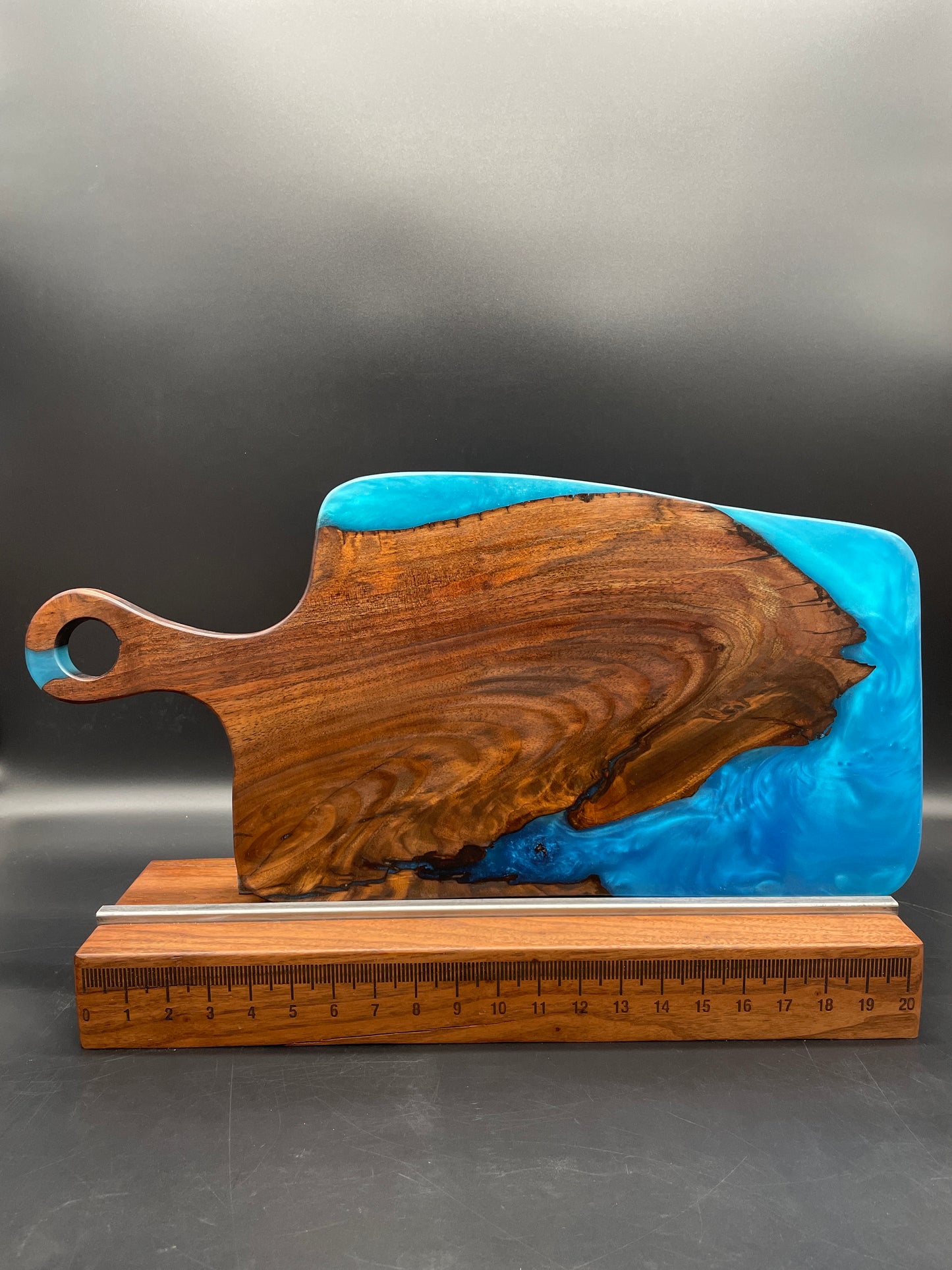 Handled Blue Epoxy and Black Walnut Charcuterie Board