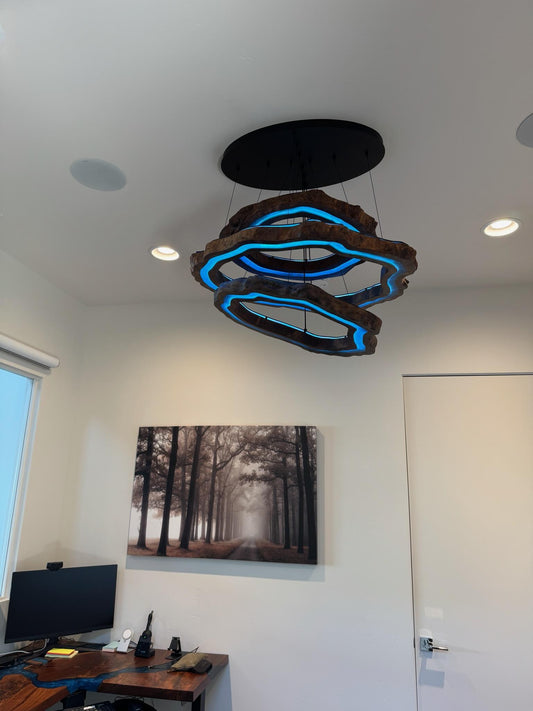 Custom Black Walnut Chandelier with LED Lighting