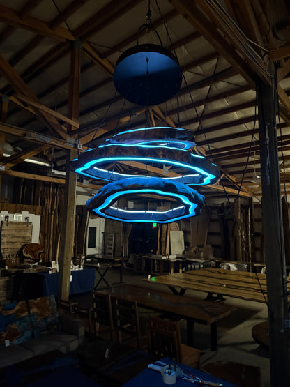 Custom Black Walnut Chandelier with LED Lighting