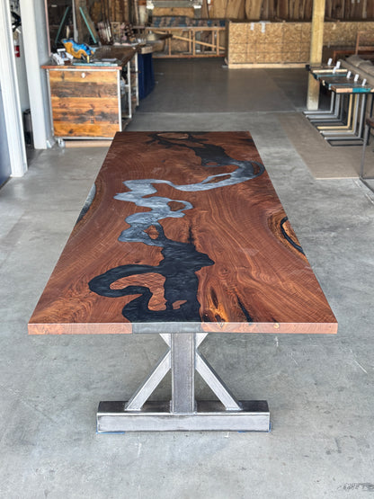 Walnut and Caviar Ombré Winding River Dining Table