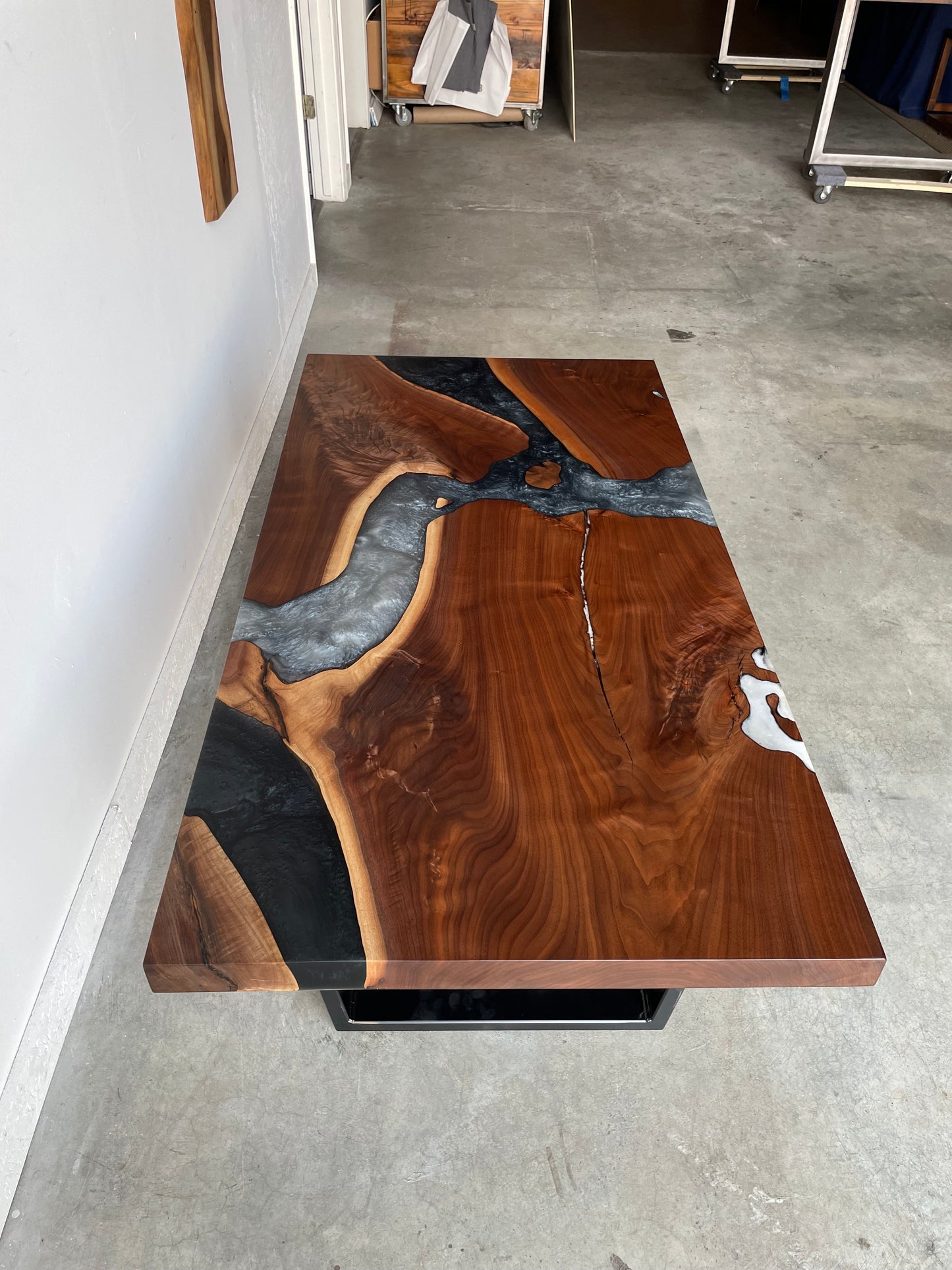 Black Walnut Multi-Grey Epoxy Resin Coffee Table