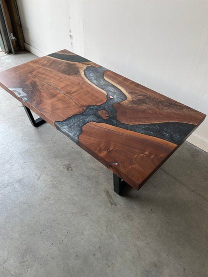 Black Walnut Multi-Grey Epoxy Resin Coffee Table